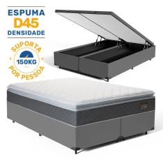 Cama Box Baú com Colchão de Espuma D45 Pillow Top Fort Comfort Queen 158cm