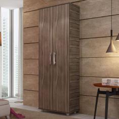 Armário Alto Multiuso 2 Portas 5 Prateleiras Móveis Percasa Carvalho