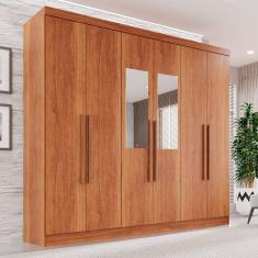 Guarda-Roupa Casal Com Espelho 6 Portas 2 Gavetas França Cinamomo