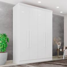 Guarda-Roupa Casal 4 Portas 2 Gavetas França Branco