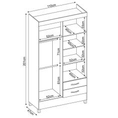 Guarda Roupa Solteiro Astro 4 Portas e 2 Gavetas - Demóbile Branco
