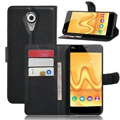 WIKO Tommy, capa carteira flip de couro PU premium com compartimento para cartão, suporte e fecho magnético [capa interna à prova de choque de TPU] Compatível com WIKO Tommy