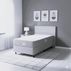 Cama Box Solteiro Castor Sleep Max D33 88x188x52 + Box Castor, Cinza, 