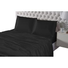 Kit Lençol De Seda 4 Peças Casal King Preto Cetim