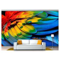 Papel De Parede Animais Penas Coloridas 3D Anm223 - Você Decora