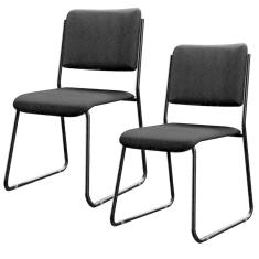 Kit 02 Cadeiras Hoteleira Auditório Empilhável Inter L02 Crepe Preto