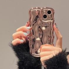 FABSPARK Capa para iPhone 13 Pro Max, padrão de bolha de meteorito 3D, galvanizada, moldura ondulada com glitter, capa brilhante, TPU macio à prova de choque para iPhone 13 Pro Max de 6,7 polegadas