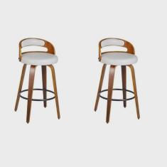 Kit 2 Banqueta para Cozinha Alta Giratória Madeira Roma