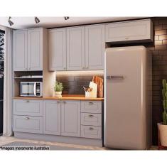 Cozinha Modulada Completa Americana 5 Peças (2Aéreo + 1Balcão + 1Paneleiro + 1Complemento) C5P12 Cinza - Henn