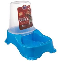 Pet Injet Comedouro Ou Bebedouro Automático Dupla Função Azul Para Cães