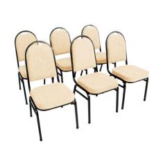Kit Com 6 Cadeiras Para Auditórios Linha Hotel Bege