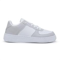 Tênis Feminino Casual Esportivo Sneaker - Simon Vergan, Branco, Cinza,
