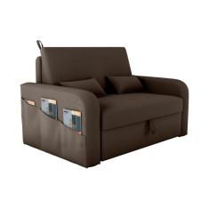 Sofá Cama com Baú 2 Lugares 140cm Lady Day Marrom Matrix