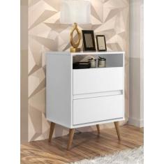 Mesa de cabeceira Angel Estilo Retrô Pés Palito Branco - JM Casa dos M