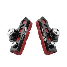 Bicicleta C Paquímetro de freio estendido (conjunto de 2) Aro de fibra de carbono substituível resistente ao desgaste para bicicleta de estrada, MTB, bicicleta dobrável (preto-vermelho)