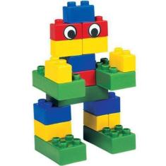 Balde Educativo Blocos De Montar Mercoblocks 64 Peças - Mercotoys