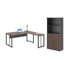 Escrivaninha em L com Armario Argentina Freijó Preto