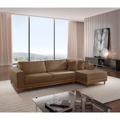 Sofá Cronos 03 Metros Chaise Lado Direito Meu Sofá Online B016 Veludo Marrom