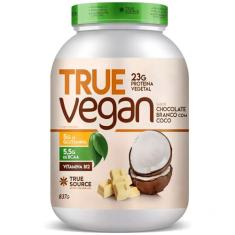 True Source True Vegan Proteína Vegetal - 837G Chocolate Branco Com Coco