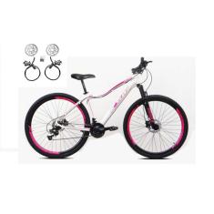Bicicleta Feminina Aro 29 Ksw Mwza 24v Freios Hidráulicos Garfo Suspensão Mtb - Branco/Rosa