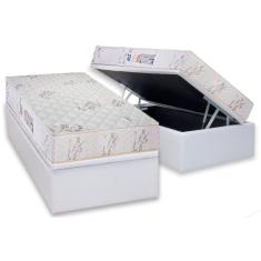 Conjunto Box Baú Solteiro: Colchão Espuma Luckspuma D45 Gran Luck + Base CRC Courano White(88x188)