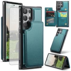 Asuwish Capa de telefone para Samsung Galaxy S24 Ultra 5G Capa carteira com protetor de tela e bloqueio RFID de couro PU suporte para cartão de crédito acessórios para celular S24Ultra 24S S 24