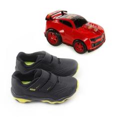 Tênis Kidy Play Respitec Infantil Preto Amarelo Com Brinquedo
