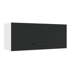 Armário Aéreo Madesa Agata 80 cm 1 Porta Basculante - Branco/preto