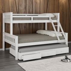 Treliche Madeira Com Gavetas Merk -  2 Camas Solteiro e 1 Cama Casal