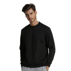 Jaqueta de Moletom Careca Preto Básico Liso 100% Algodão Felpado - Di 