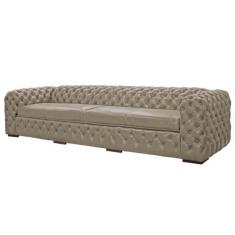 Sofá 3 Lugares Astúria 240cm Couro Bege 66 - Gran Belo