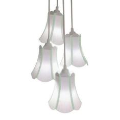 Lustre Pendente Luminária Cacho 4 Cúpulas Paris Linho com Detalhes em 