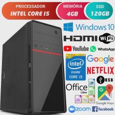 Computador Pc Cpu Intel Core i5 Com Hdmi Dvd 4GB ssd 120GB Windows 10 Wifi Desktop