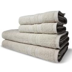 Jogo De Toalhas Luxo 4 Pçs Lisboa 2 Banho 2 Rosto Bege