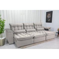 Sofá Retrátil e Reclinável Ipanema 2,10m em Tecido Veludão C/ 03 Módulos - Montagem Inclusa
