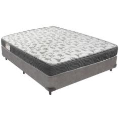Cama Box Cinza E Colchão Iso100 Espuma D33 Casal Ortobom