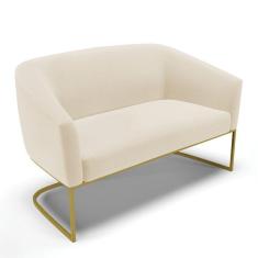 Sofá Namoradeira 2 Lugares Base Industrial Dourado Stella Linho D03 - D`rossi Cor A19 Bege