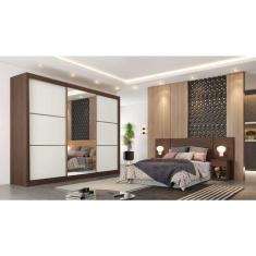 Guarda Roupa 3 Portas Com 1 Espelho Ype Off White Ype 6 Gavetas Bragança Móveis Europa