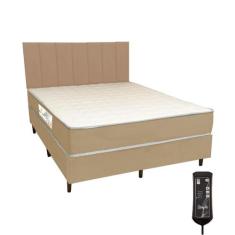 Cama Box e Colchão Magnético Massageador 20cm com Cabeceira - Casal - 