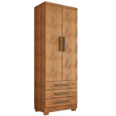 Guarda Roupa Floripa Solteiro 2 Portas 3 Gavetas Rud Rack Cor Cedro