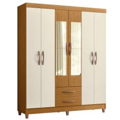 Guarda Roupa Âmbar Casal com Espelho 6 Portas 2 Gavetas Móveis Albatro