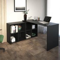 Mesa Para Computador de Canto  Artany com 8 Nichos Nero, Preto