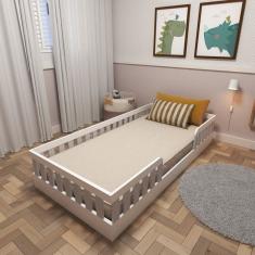 Cama Infantil Montessoriana Solteiro Sol Branco/Cinza Cristal