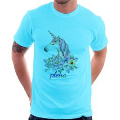 Camiseta Plena Unicórnio - Foca na Moda, Azul claro, P