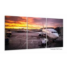 Quadro Paisagem Avião Boeing 737 Escritório Tecido 3 Peças