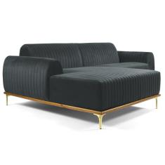 Sofá 245cm 4 Lugares Chaise Esquerdo Pés Gold B-317 Cinza