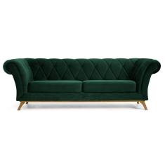 Sofá 300cm 4 Lugares Base Madeira Império B-303 Verde Musgo