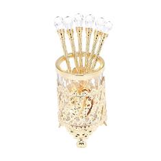 Conjunto 6 Colheres com Suporte de Zamak Dourada Lyor Dourado, CRYSTAL