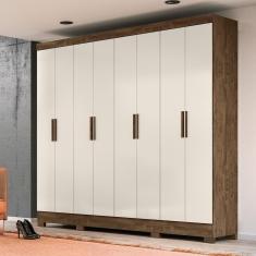 Guarda Roupa Casal 8 portas 4 gavetas Diplomata Castanho Wood / Baunilha Diplomata - Moval