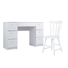 Mesa De Escritório Ditália 7 Gavetas  Cadeira Pe-100 Branco